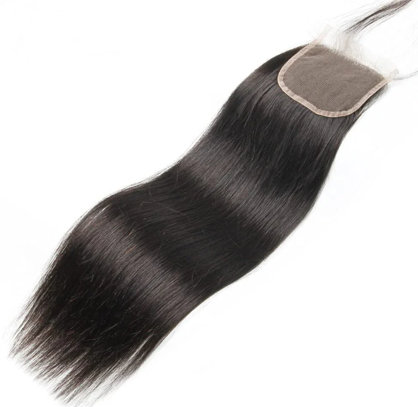 4X4 Lace Closure Peruvian Straight 100% Human Hair 4 By 4 Natural Color Remy Hair Brown Swiss Lace 8-22 inches