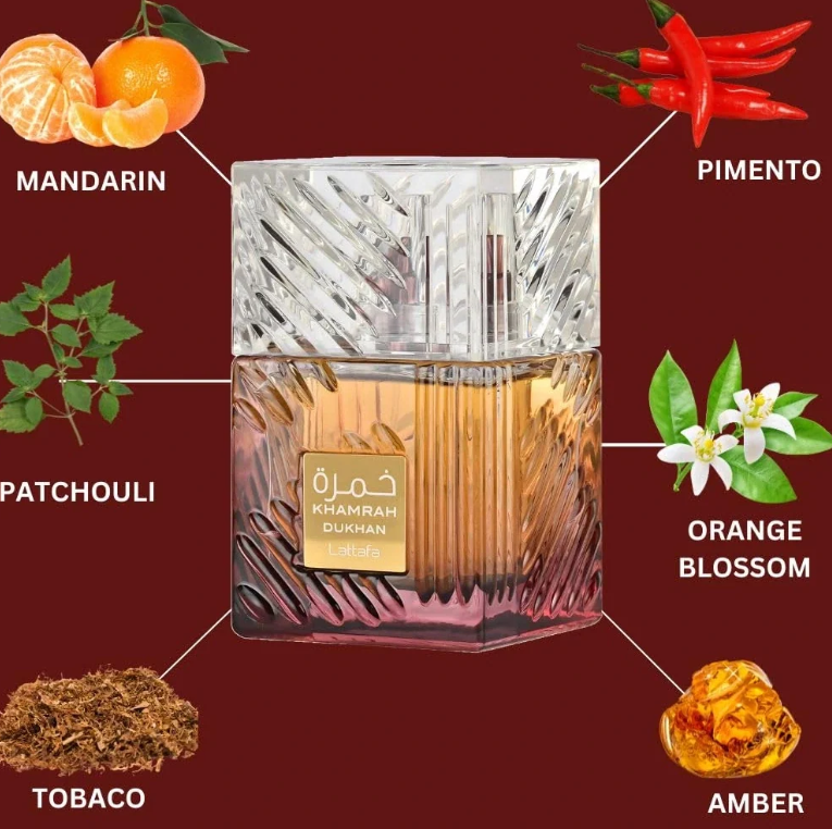 Lattafa Khamrah Dukhan Eau de Parfum 3.4 Fl Oz / 100ml - Lovely Amber Spicy Smoky Unisex Fragrance