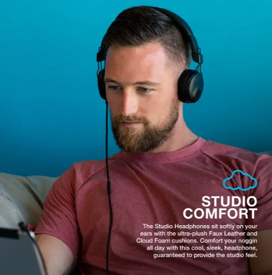 JLab Studio Wired On-Ear Foldable Headphones with Built in Microphone (BB)