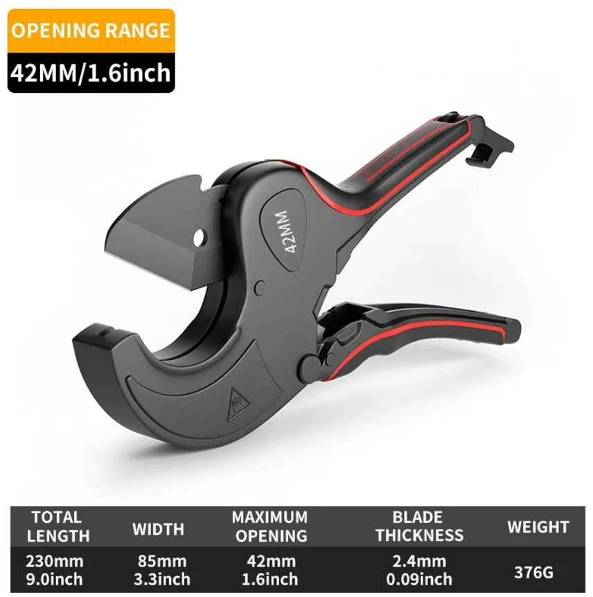 42mm-75mm Pipe Cutter Aluminum Alloy Body Ratchet Scissors Tube Cutter PVC/PU/PP/PE Hose Cutting Hand Tools