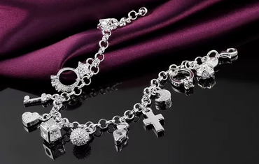 13 Pendants Bracelet Silver Color European and American Fashion Women's Multi-Element Jewelry Style Bracelet