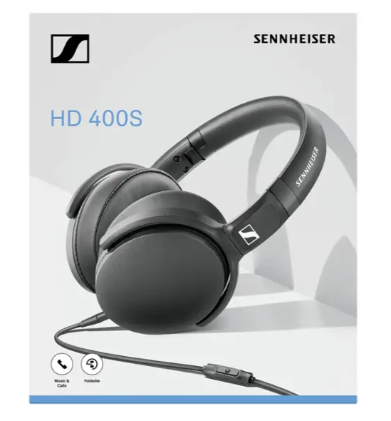 Sennheiser HD 400S Wired Over-the-Ear Headphones with Built in Mic and Foldable Design (BB)