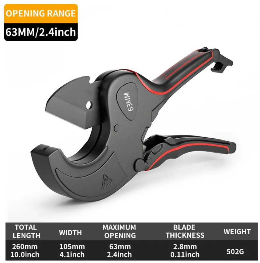 42mm-75mm Pipe Cutter Aluminum Alloy Body Ratchet Scissors Tube Cutter PVC/PU/PP/PE Hose Cutting Hand Tools
