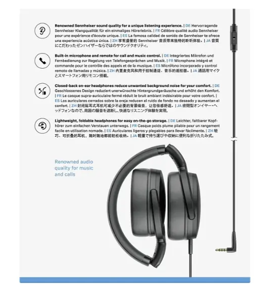 Sennheiser HD 400S Wired Over-the-Ear Headphones with Built in Mic and Foldable Design (BB)
