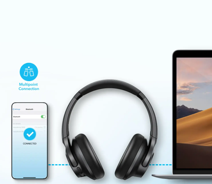 Soundcore by Anker Q20i True Wireless Noise Canceling Over-the-Ear Headphones with Built in Microphone (BB)