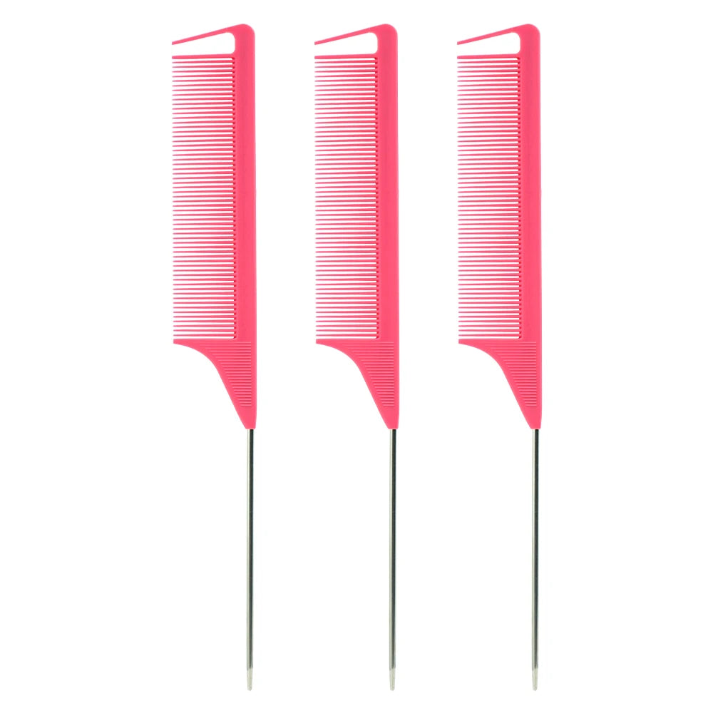 Pro Hair Styling Pointed Tail Comb Hair Brush Hairdressing Anti-static Steel Needle Pin Rat Tail Combs Barber Salon Accessories