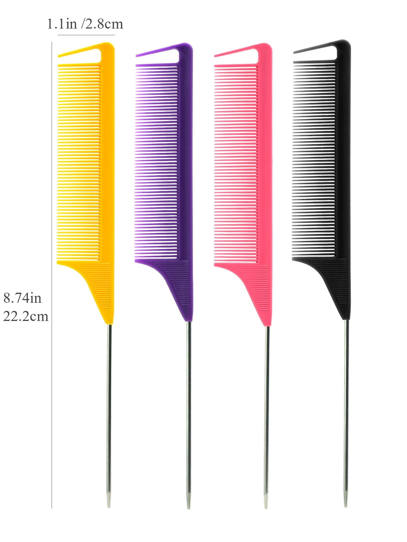 Pro Hair Styling Pointed Tail Comb Hair Brush Hairdressing Anti-static Steel Needle Pin Rat Tail Combs Barber Salon Accessories