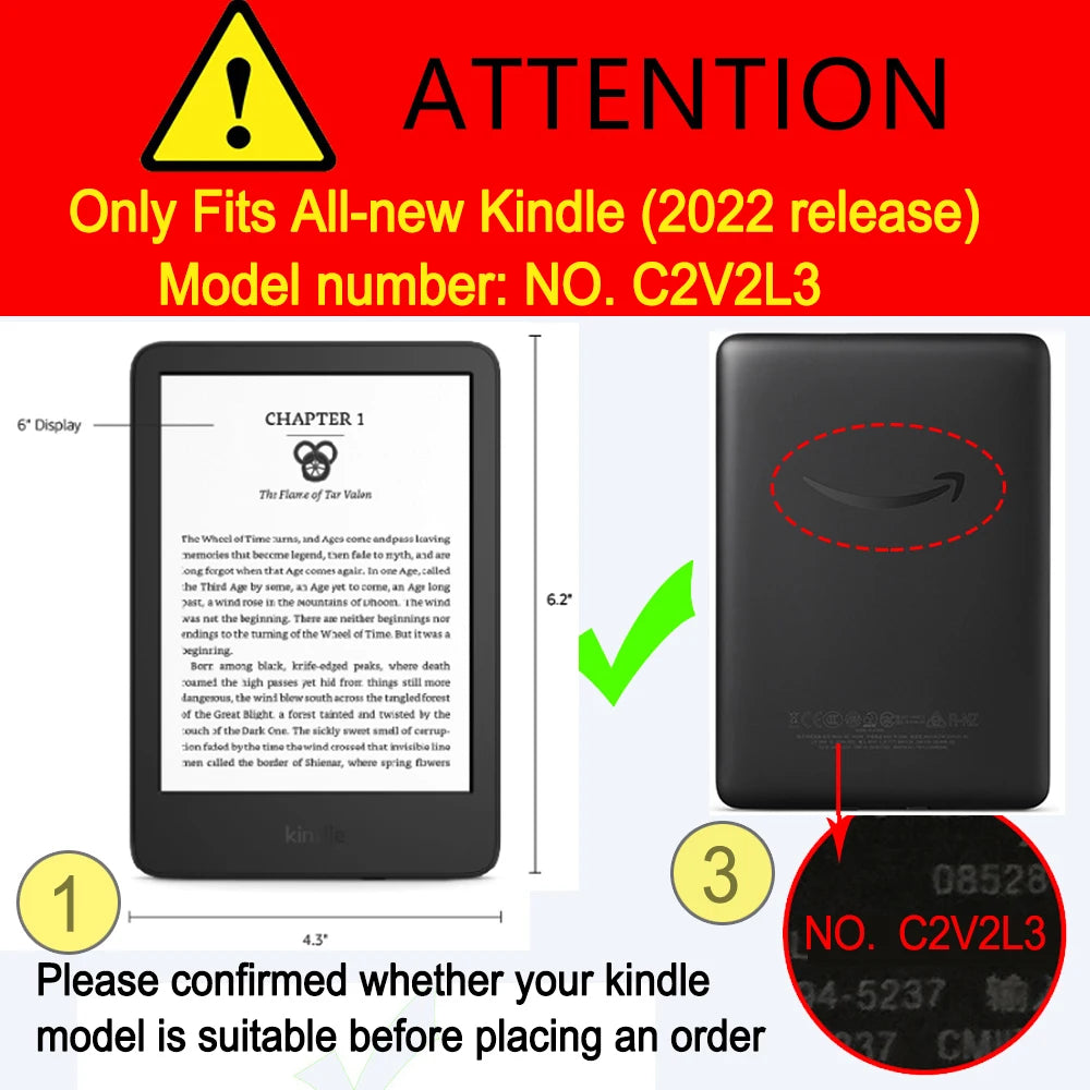 Magnetic Smart Fabric Case for Amazon Kindle 11 2022 2024 Released C2V2L3 6 Inch Cover Protector
