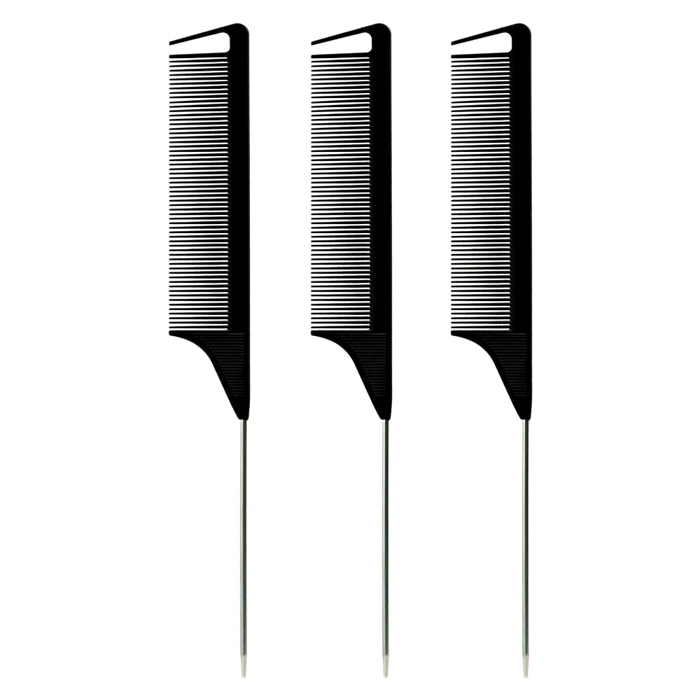 Pro Hair Styling Pointed Tail Comb Hair Brush Hairdressing Anti-static Steel Needle Pin Rat Tail Combs Barber Salon Accessories