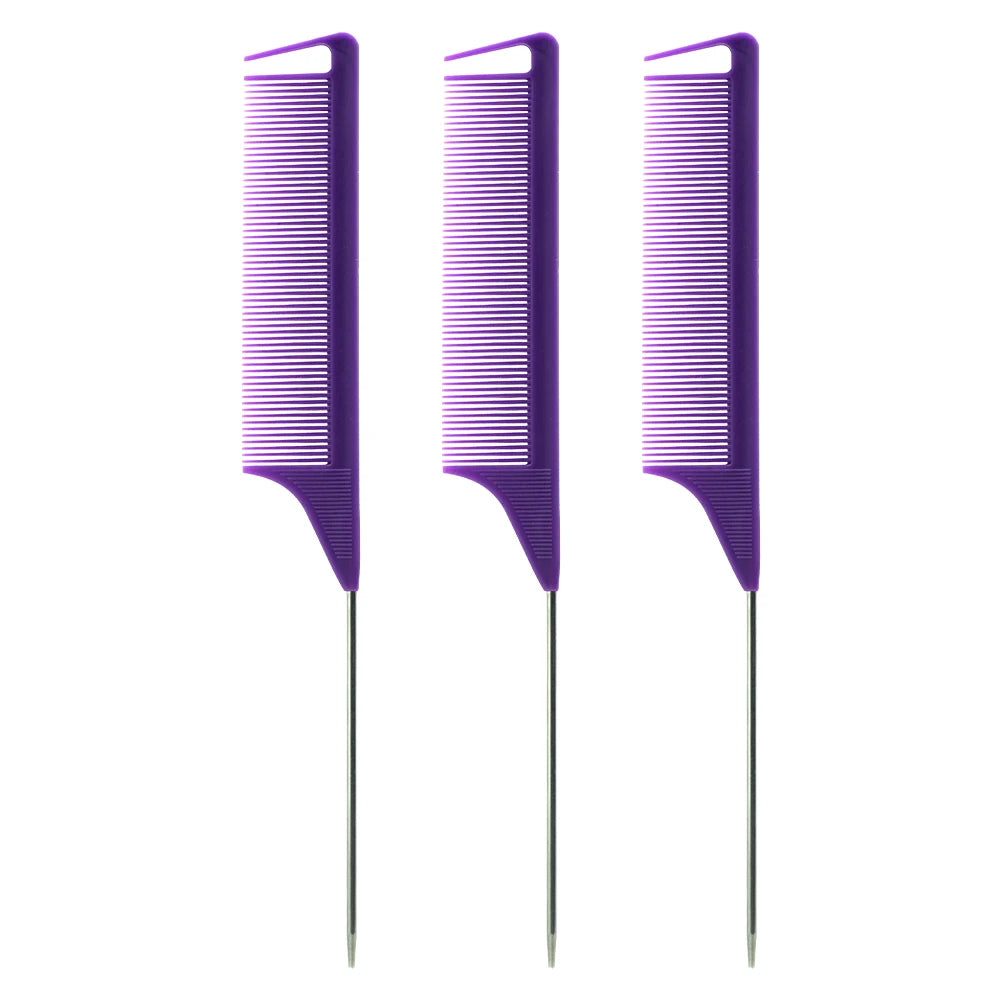 Pro Hair Styling Pointed Tail Comb Hair Brush Hairdressing Anti-static Steel Needle Pin Rat Tail Combs Barber Salon Accessories