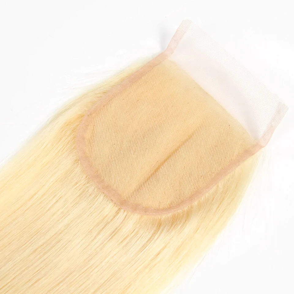 4x4 Top Lace Closure 613 Blonde Straight Brazilian Human Hair
