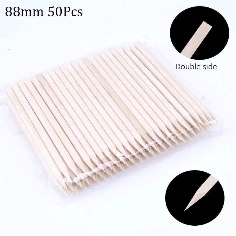 Cuticle Pusher Wooden Sticks for Nails Art Rhinestones Dotting Removal Manicure Pedicure Care Tools 50/100pcs