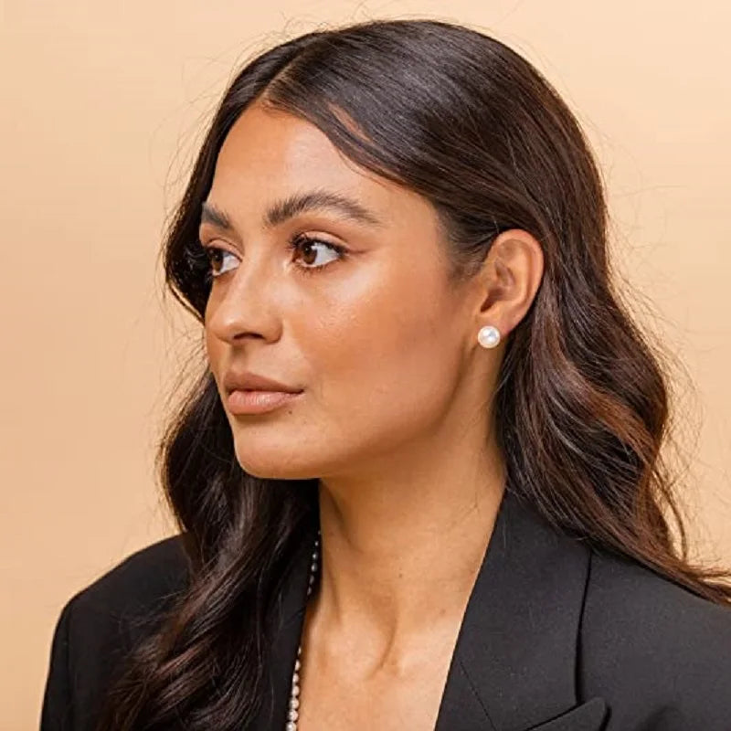 Cultured Natural Freshwater Pearl Stud Earrings for Women Girls 925 Sterling Silver Posts Elegant Jewelry