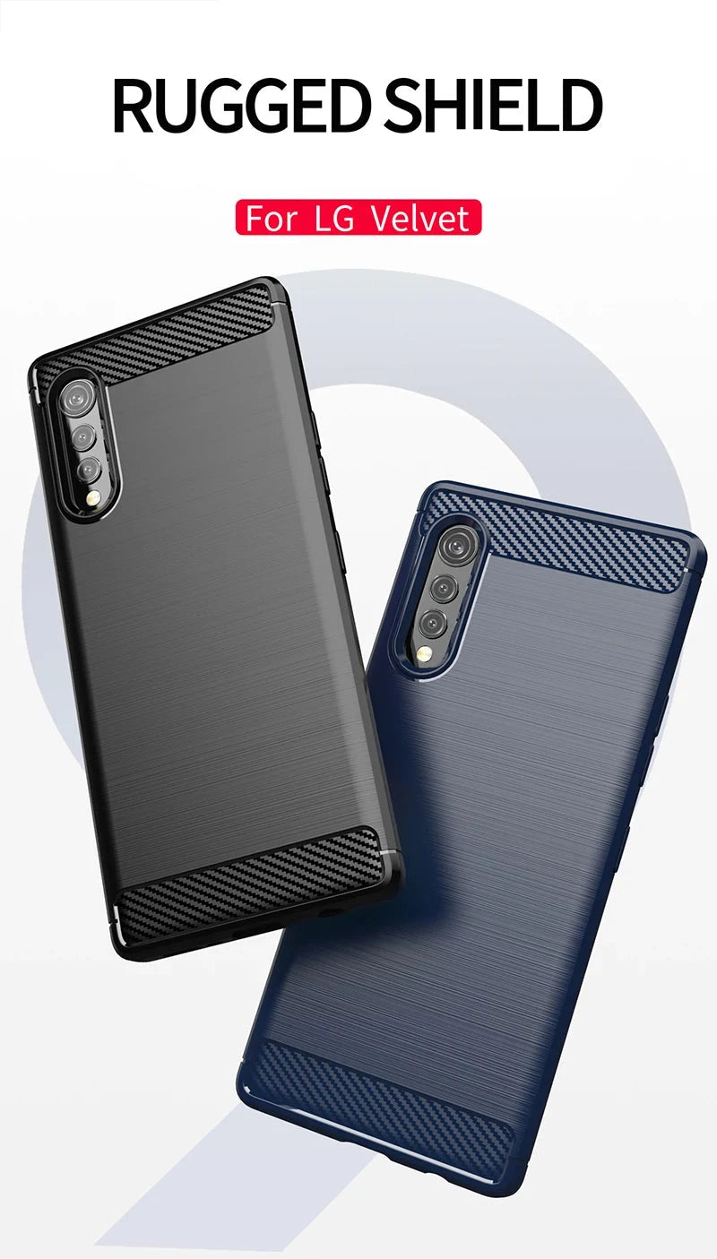 Shockproof Carbon Fiber Silicone Phone Case for LG Velvet 5G Rubber Bumper Cover