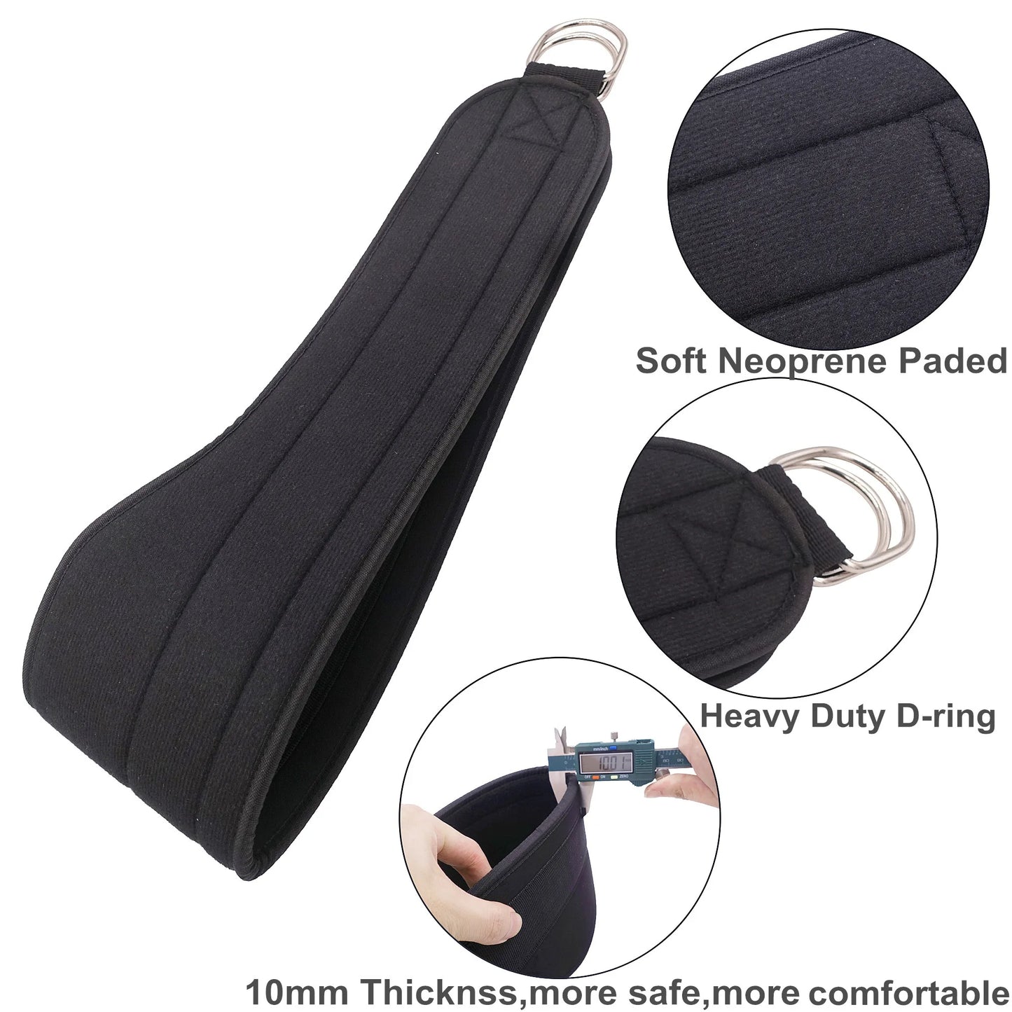 Heavy Duty Fitness Dips Weight Lifting Belt with Chain Strap Wide Thick Neoprene Padded for Pull Ups Squat Bodybuilding Workouts