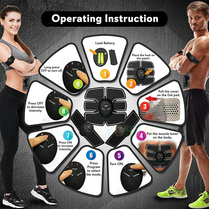 Wireless Electric Fitness Body Slimming Muscle Stimulator EMS Buttocks Hip Trainer Abdominal ABS Stimulator Massager