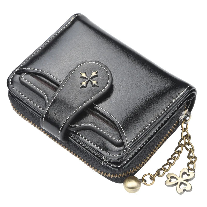 Luxury Design Women's Fashion Short Wallet PU Leather Card Holder Zipper Purse Great Accessory