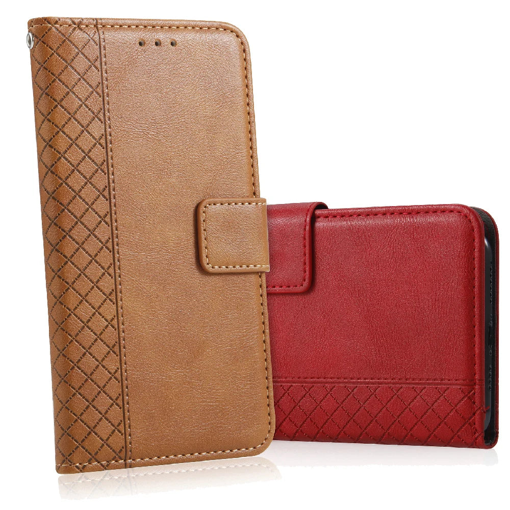 Deluxe Leather Wallet Phone Case for Panasonic P110 P101 P100 P95 P90 P85 Nxt P55 Max P9 P99 Eluga U3 A3 Pro A4 I7 Ray 810 800 610 Stand Function Protective Cover