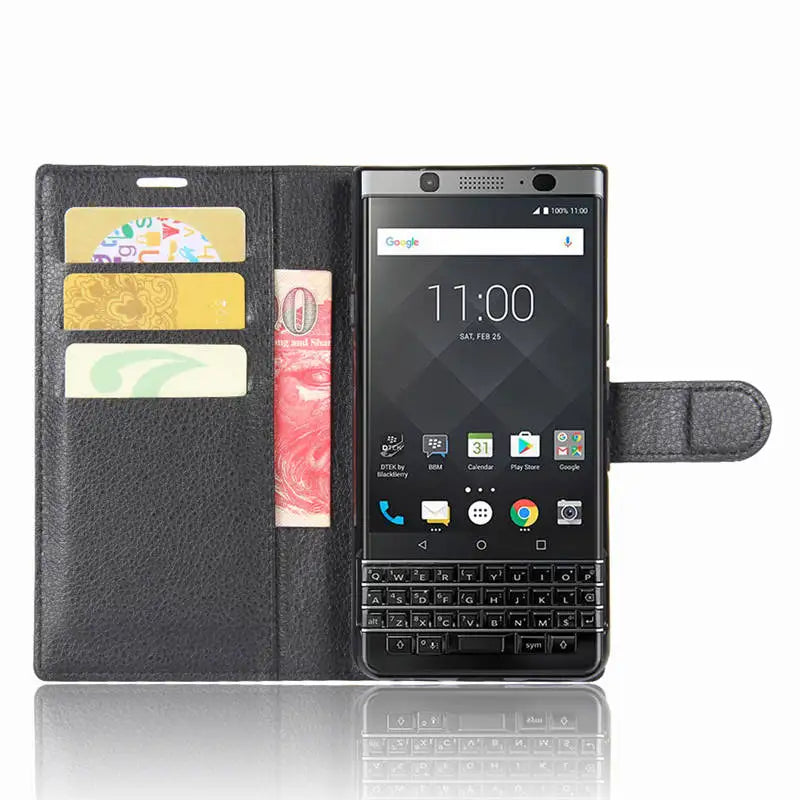 Deluxe Leather Wallet Phone Case for BlackBerry Keyone DTEK70 Stand Function Multiple Card Slots Magnetic Flip Protective Cover