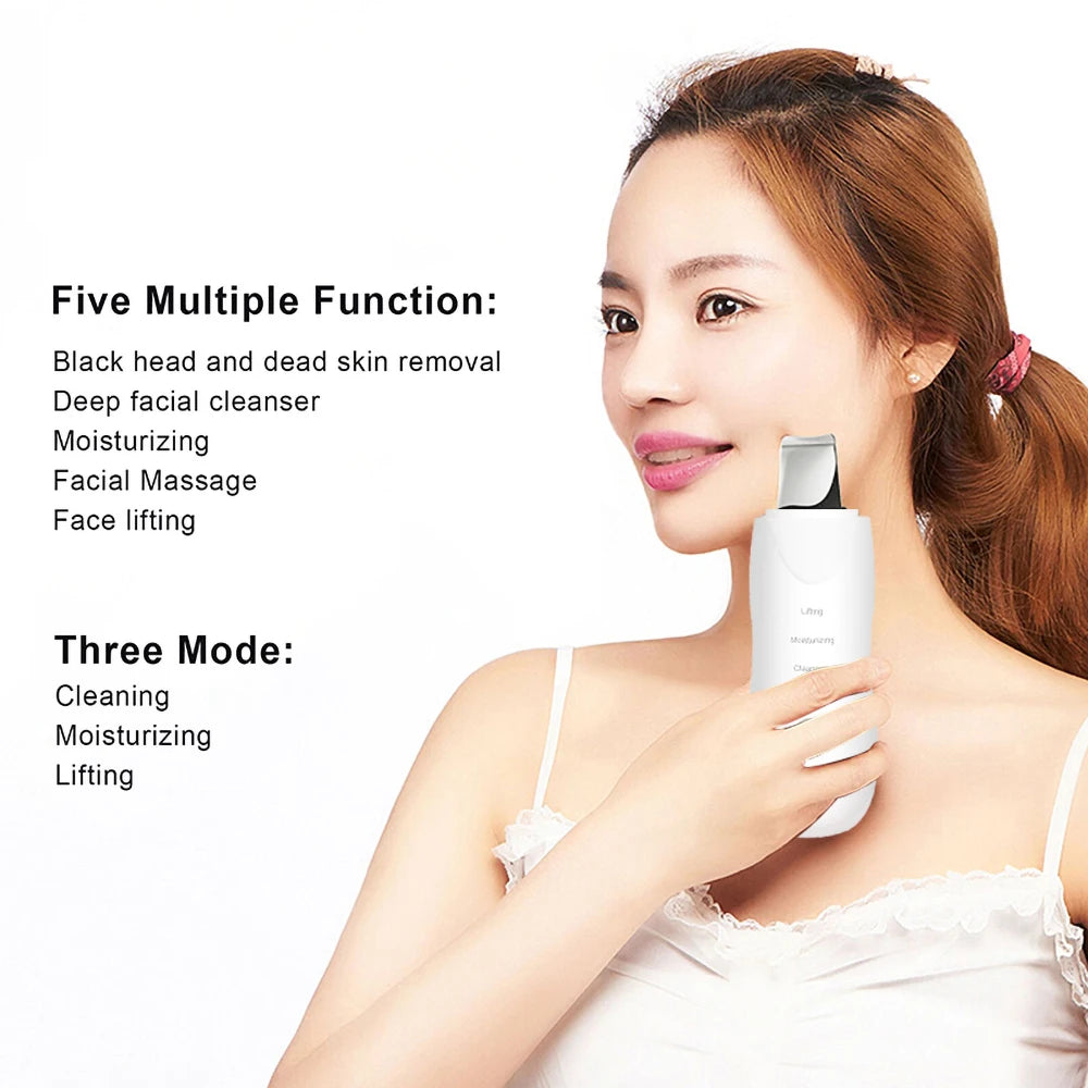 Anti Aging Ultrasonic Deep Facial Cleaner Vibrating Skin Scrubber Facial Massager Black Head Remover Personal Care Device