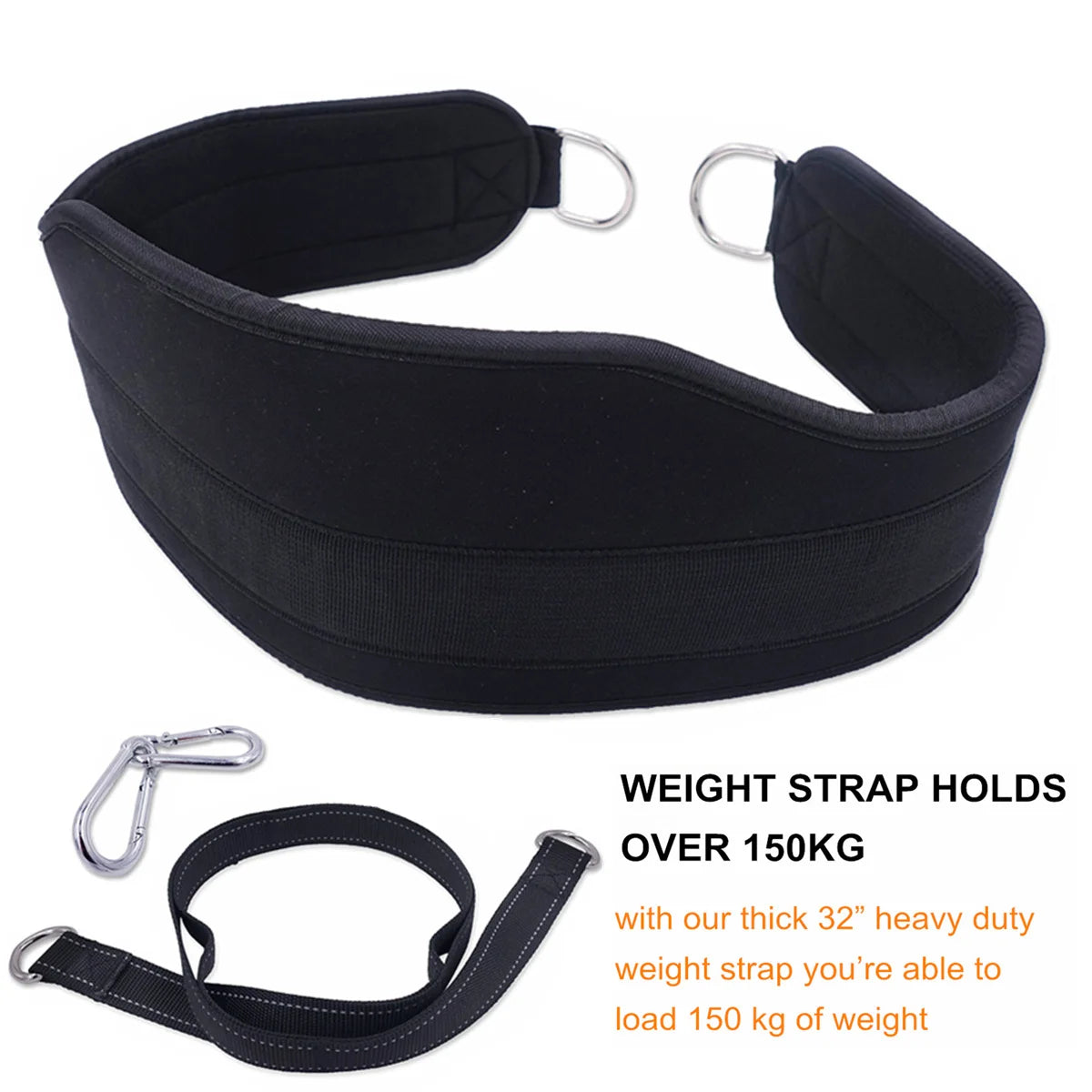 Heavy Duty Fitness Dips Weight Lifting Belt with Chain Strap Wide Thick Neoprene Padded for Pull Ups Squat Bodybuilding Workouts