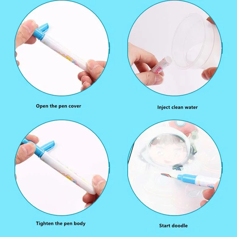 Reusable Magic Water Drawing Coloring Book for Kids Sensory Early Education Children Birthday Gift Repeated Use Toy