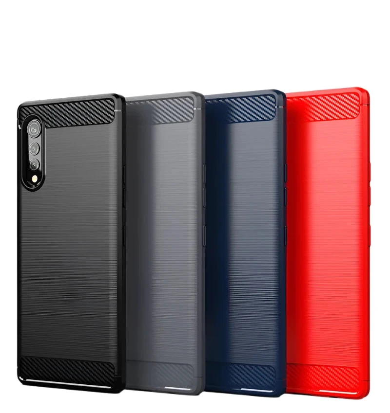 Shockproof Carbon Fiber Silicone Phone Case for LG Velvet 5G Rubber Bumper Cover