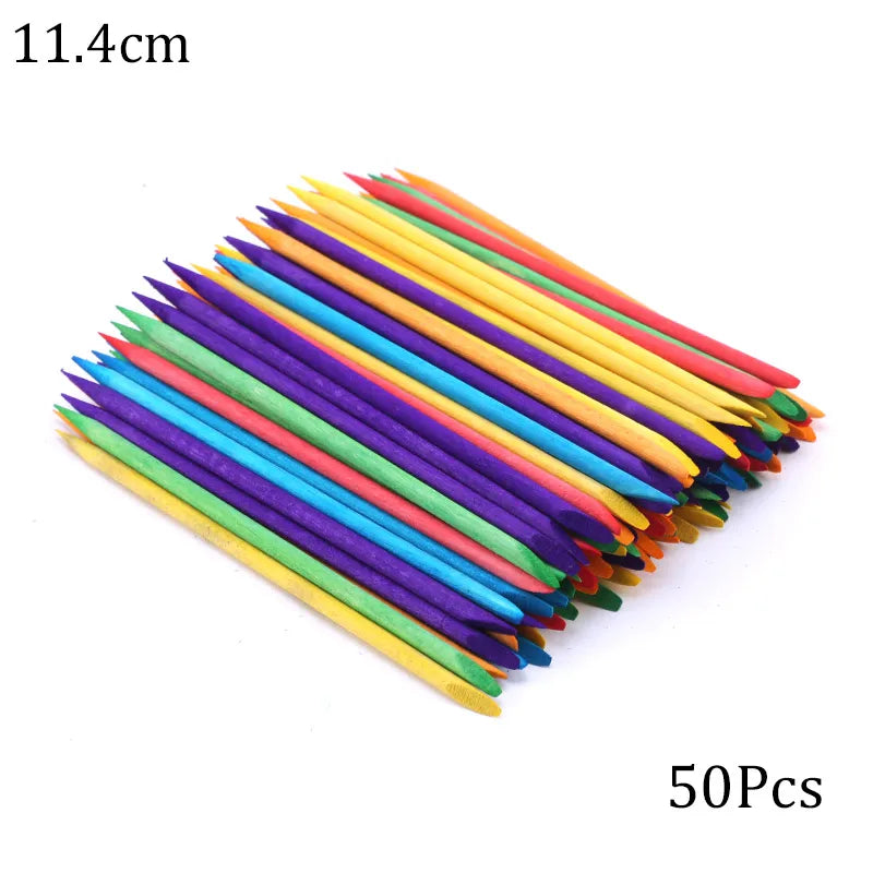 Cuticle Pusher Wooden Sticks for Nails Art Rhinestones Dotting Removal Manicure Pedicure Care Tools 50/100pcs