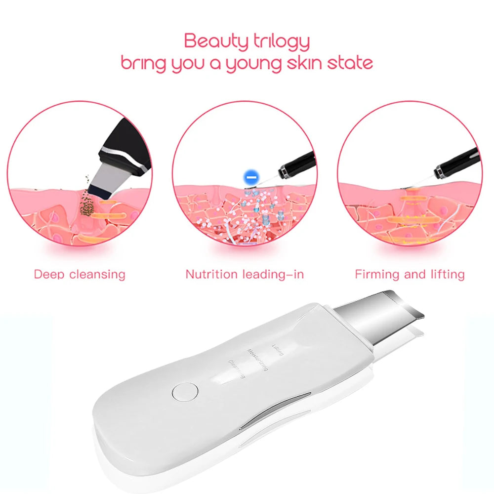 Anti Aging Ultrasonic Deep Facial Cleaner Vibrating Skin Scrubber Facial Massager Black Head Remover Personal Care Device