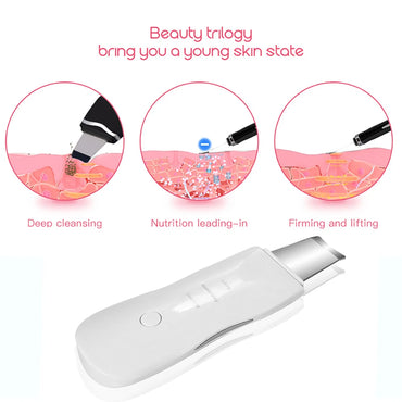 Anti Aging Ultrasonic Deep Facial Cleaner Vibrating Skin Scrubber Facial Massager Black Head Remover Personal Care Device
