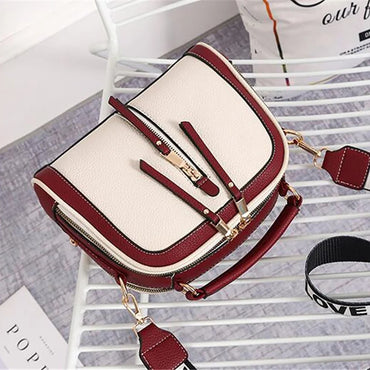 Women's Luxury Design Leather Shoulder Wide Strap Handbags Purses Crossbody Messenger Bags