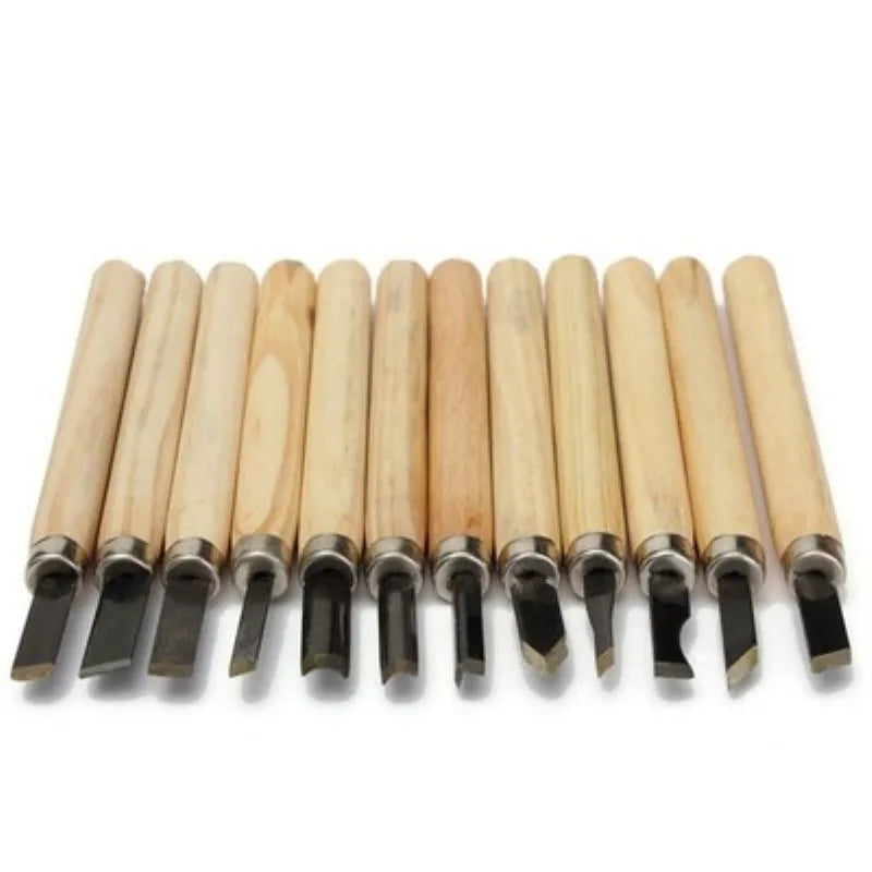 Professional Wood Carving 12pcs Chisel Knife Hand Tool Set For Basic and Detailed Carving Wood Clay Wax Woodworkers Gouges