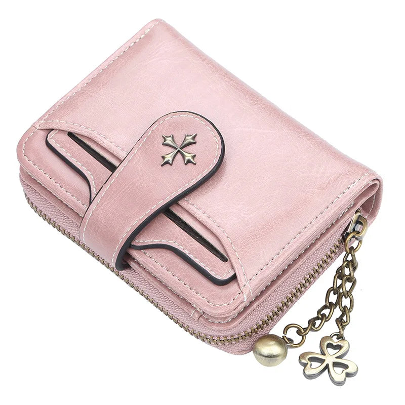 Luxury Design Women's Fashion Short Wallet PU Leather Card Holder Zipper Purse Great Accessory