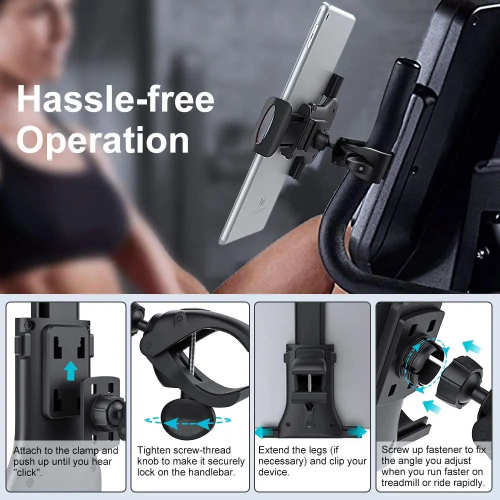 Treadmill Bike Tablet Holder Stand Mount for 4-11 inch Devices Indoor Gym Handlebar Bracket