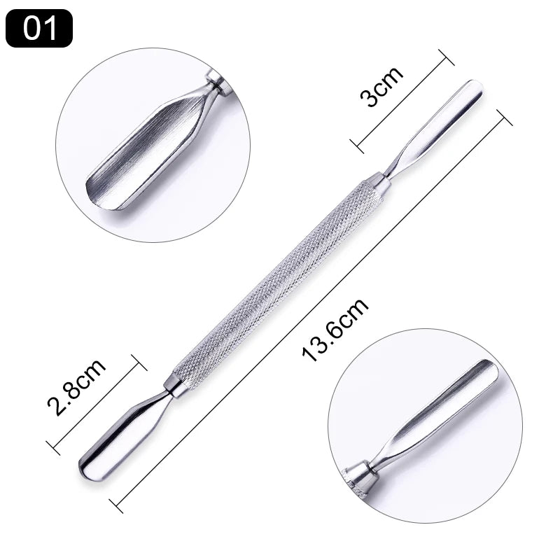 Stainless Steel Nail Care Tools Cuticle Pusher Clippers Scraper Dead Skin Remover for Pedicure Manicure Nail Art Cleaner