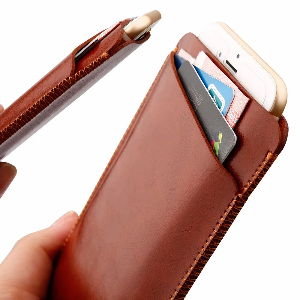 Luxury Leather Phone Sleeve Bag Case for Microsoft Lumia 650 Double Layer Microfiber Protective Cover Pouch