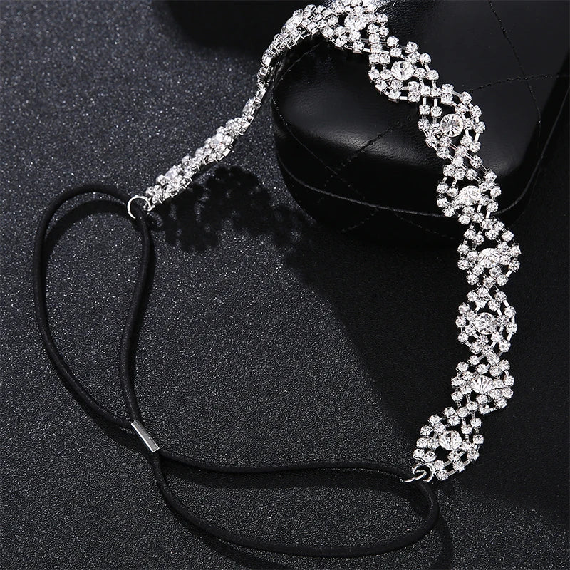 Elegant Elastic Crystals Headband for Women Girls Hairband Tiaras Hair Accessories Jewelry