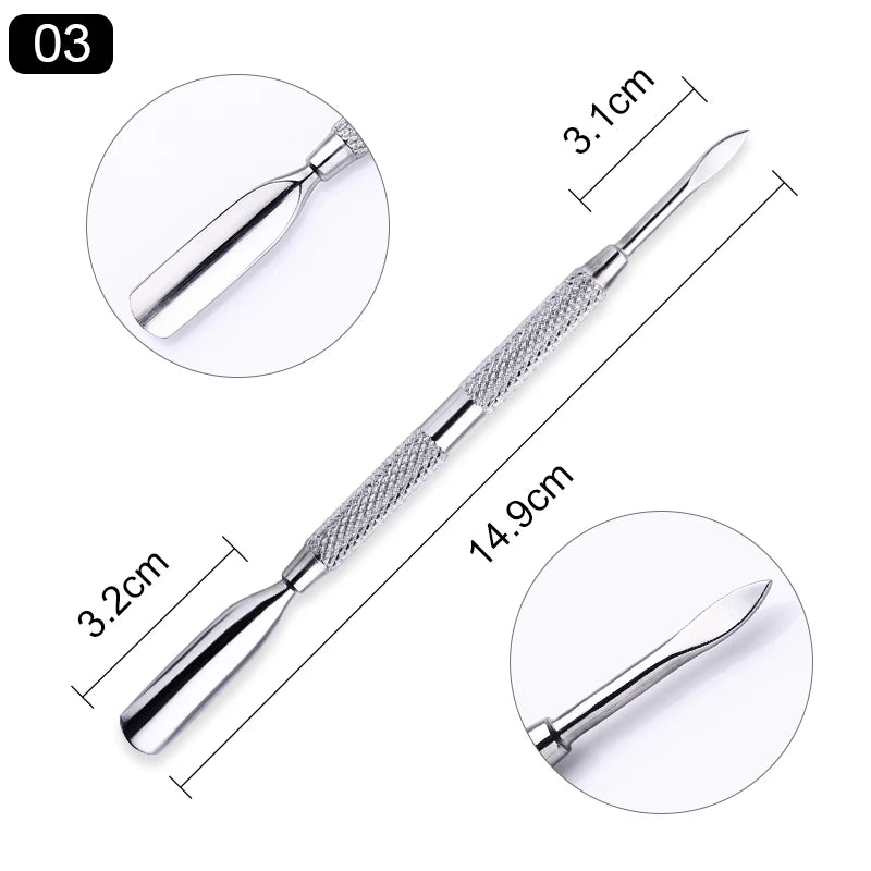 Stainless Steel Nail Care Tools Cuticle Pusher Clippers Scraper Dead Skin Remover for Pedicure Manicure Nail Art Cleaner