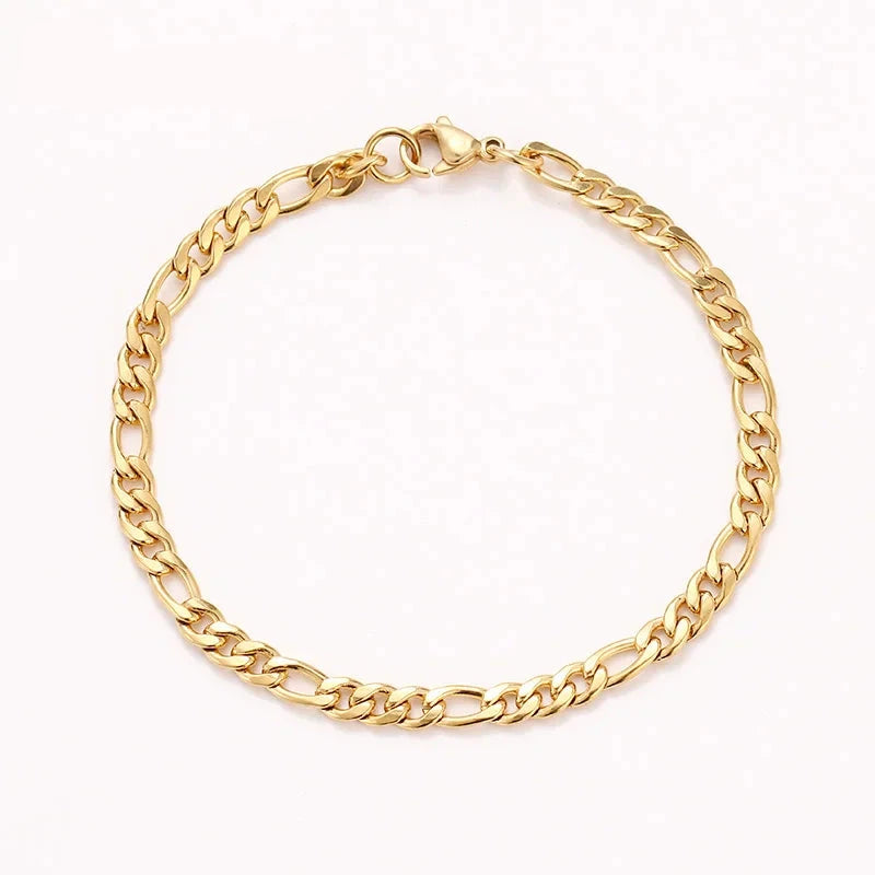 Figaro Style Stainless Steel Chain Bracelets For Men Women Gold Silver Color Classic Jewelry