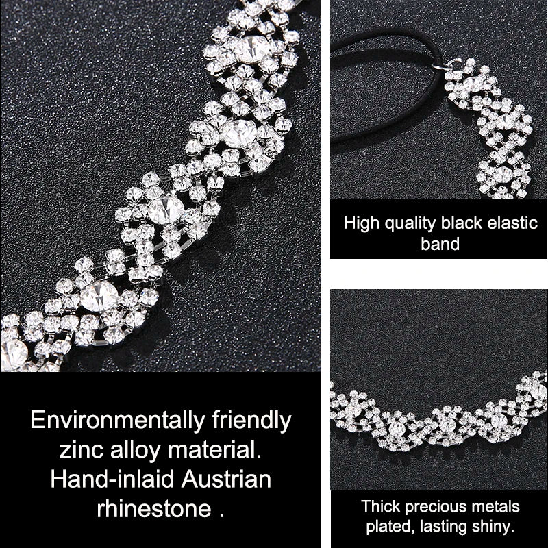 Elegant Elastic Crystals Headband for Women Girls Hairband Tiaras Hair Accessories Jewelry