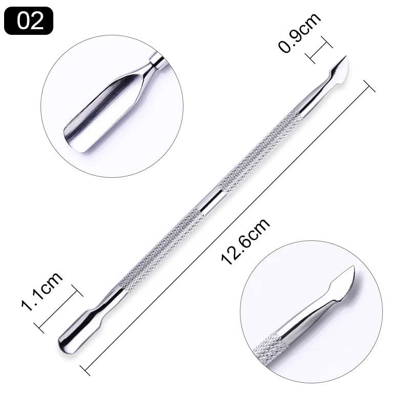 Stainless Steel Nail Care Tools Cuticle Pusher Clippers Scraper Dead Skin Remover for Pedicure Manicure Nail Art Cleaner