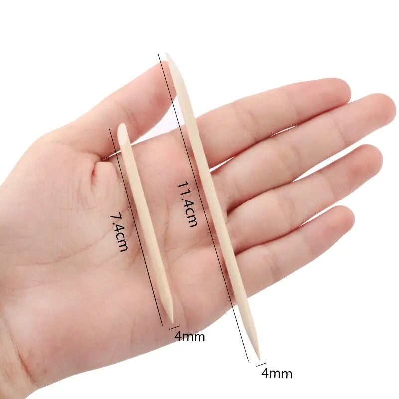 Cuticle Pusher Wooden Sticks for Nails Art Rhinestones Dotting Removal Manicure Pedicure Care Tools 50/100pcs