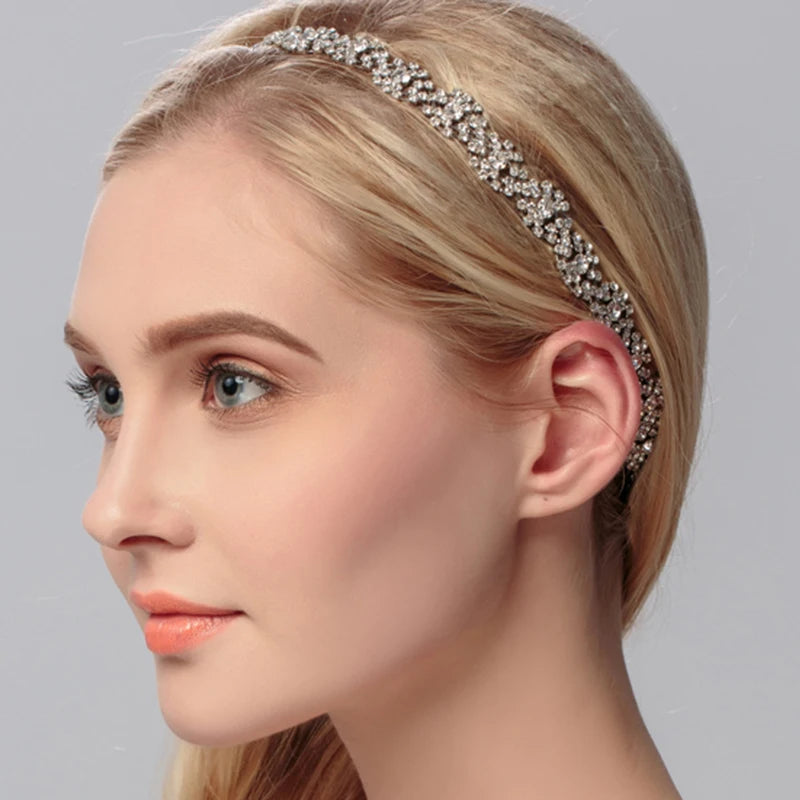 Elegant Elastic Crystals Headband for Women Girls Hairband Tiaras Hair Accessories Jewelry