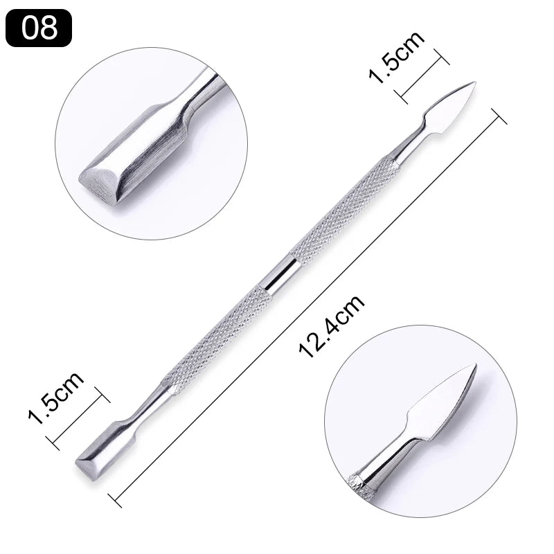Stainless Steel Nail Care Tools Cuticle Pusher Clippers Scraper Dead Skin Remover for Pedicure Manicure Nail Art Cleaner