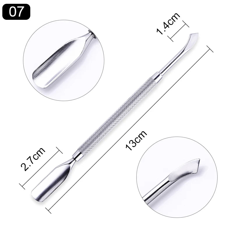 Stainless Steel Nail Care Tools Cuticle Pusher Clippers Scraper Dead Skin Remover for Pedicure Manicure Nail Art Cleaner