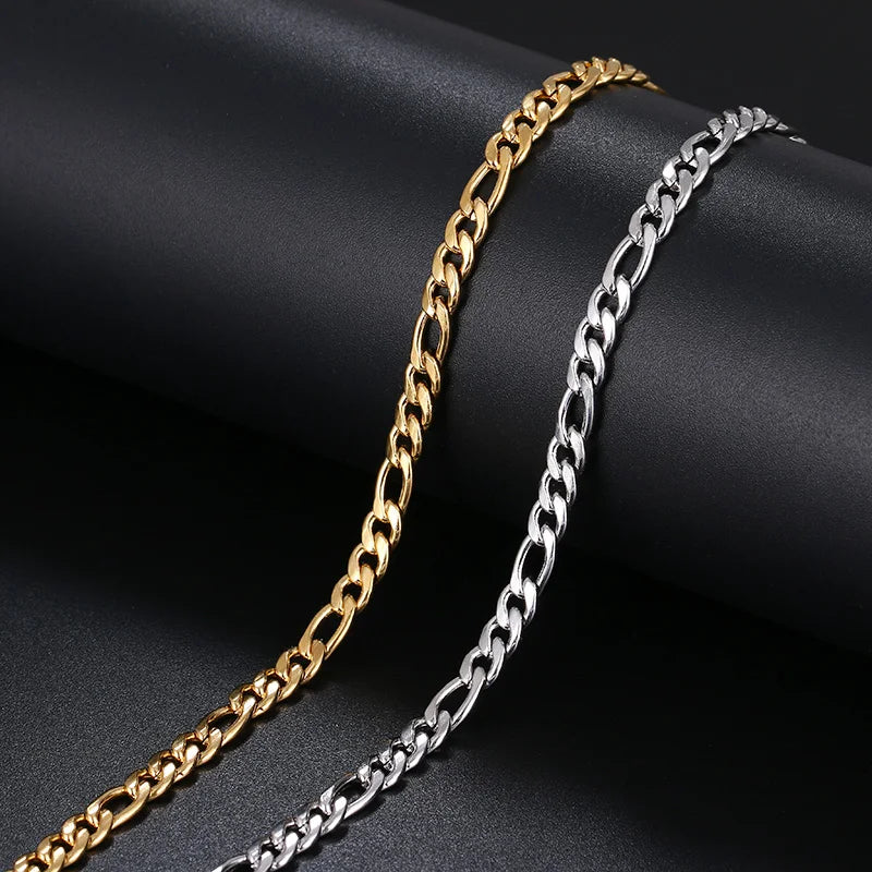 Figaro Style Stainless Steel Chain Bracelets For Men Women Gold Silver Color Classic Jewelry