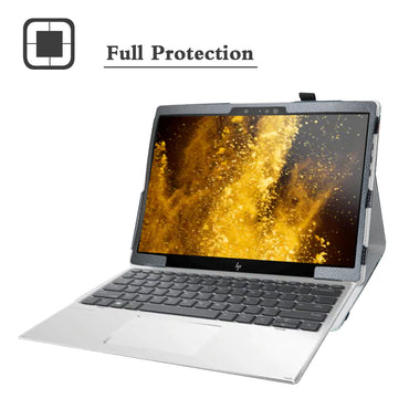 Stylish Detachable Folding Leather Case for HP Elite X2 G4 12.3" Inch Tablet Protective Shell with Elastic Closure