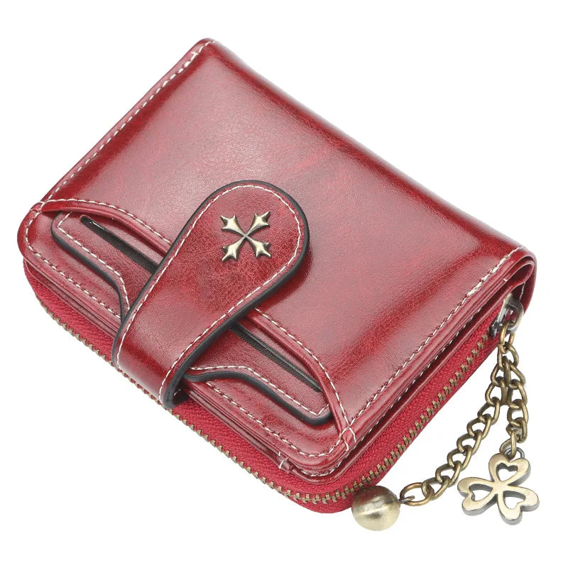 Luxury Design Women's Fashion Short Wallet PU Leather Card Holder Zipper Purse Great Accessory