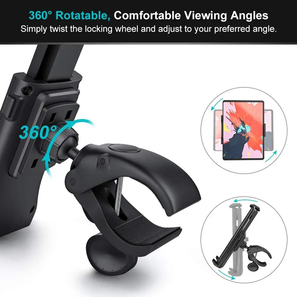 Treadmill Bike Tablet Holder Stand Mount for 4-11 inch Devices Indoor Gym Handlebar Bracket