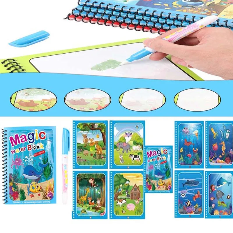 Reusable Magic Water Drawing Coloring Book for Kids Sensory Early Education Children Birthday Gift Repeated Use Toy